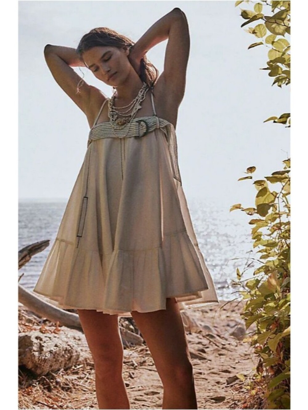 Free People Bay Breeze Mini Dress Ivory Nwot